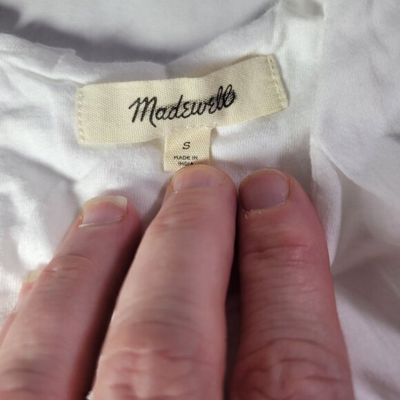 Madewell Women Sleeveless White Bubble Hem Pleated Cotton Top Blouse Size S - Picture 2 of 6